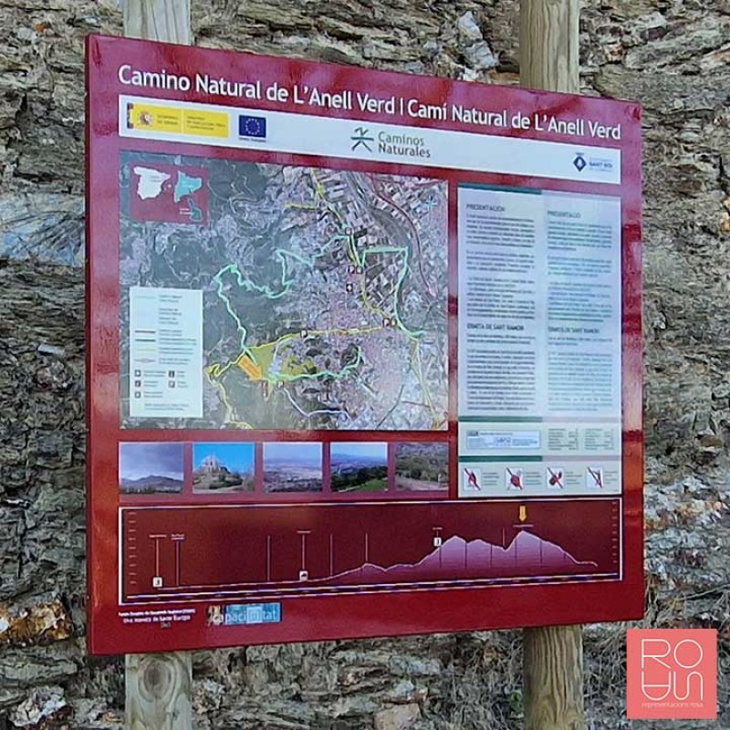 Cartellera de fusta Red de caminos naturales de España